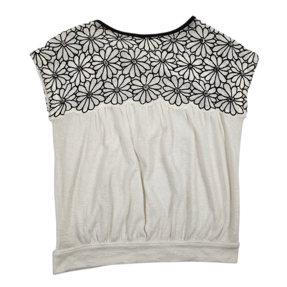 Free People Floral Embroidered Top in Black/White - Picture 2 of 10